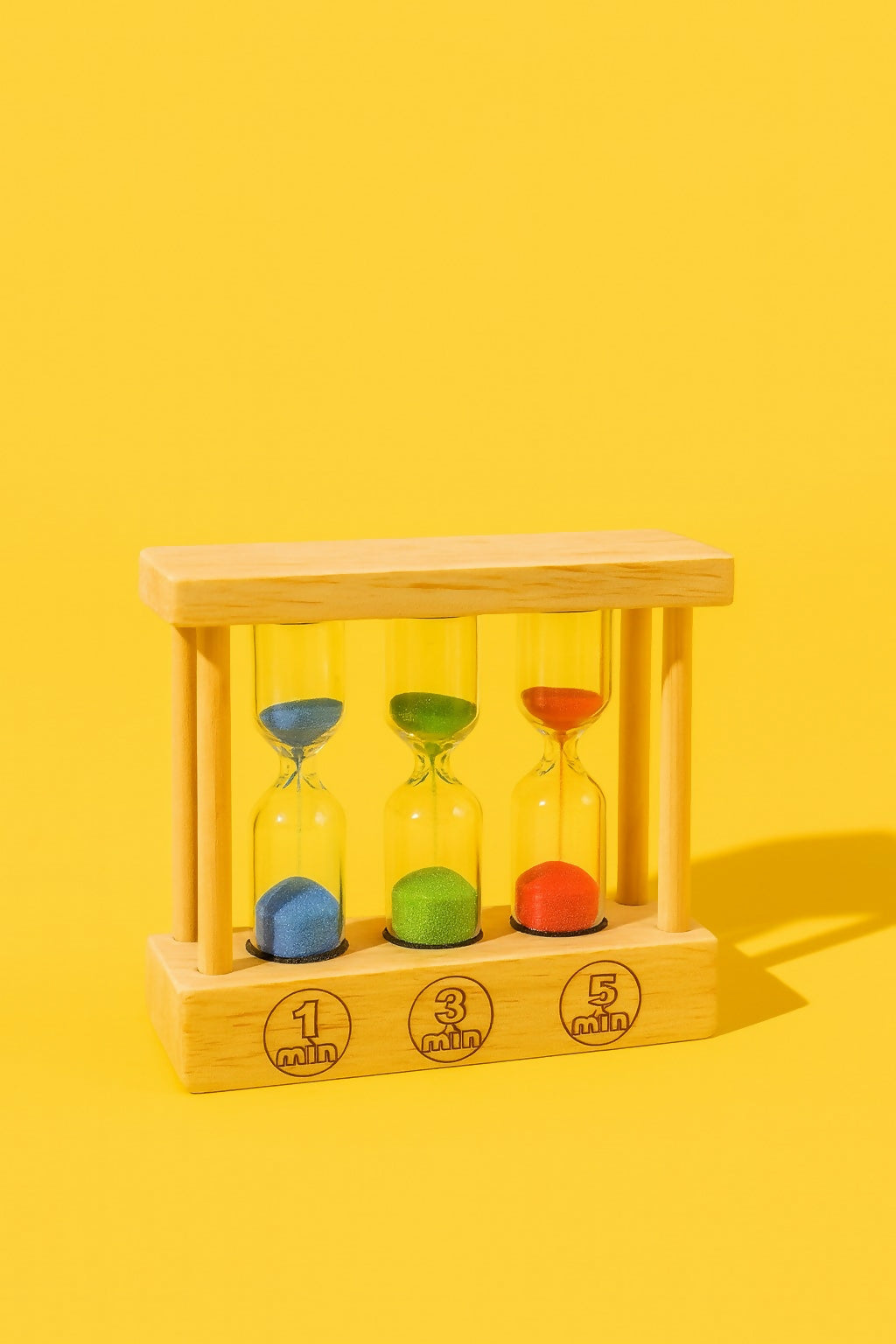 3-in-1 Colorful Sand Timer Set (1 Min, 3 Min, 5 Min) with Wooden Frame – Visual Time Management Hourglass for Kids, Study, Office, Kitchen & Meditation – Durable Glass Sand Clocks